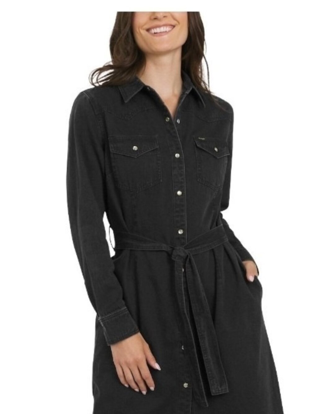 Wrangler Women's Denim Midi Dress Black Medium